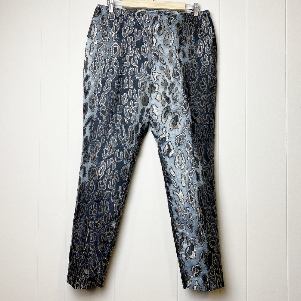 Vince Camuto leopard print pants 10 new NWT black gold metallic shimmer